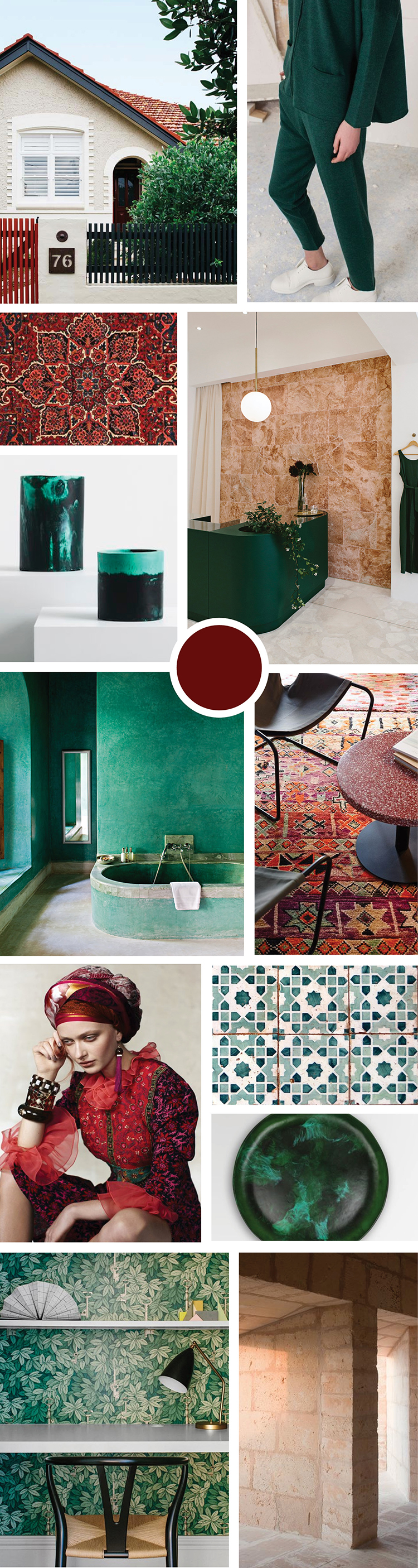 In/Out: Forest Green and Persian Red